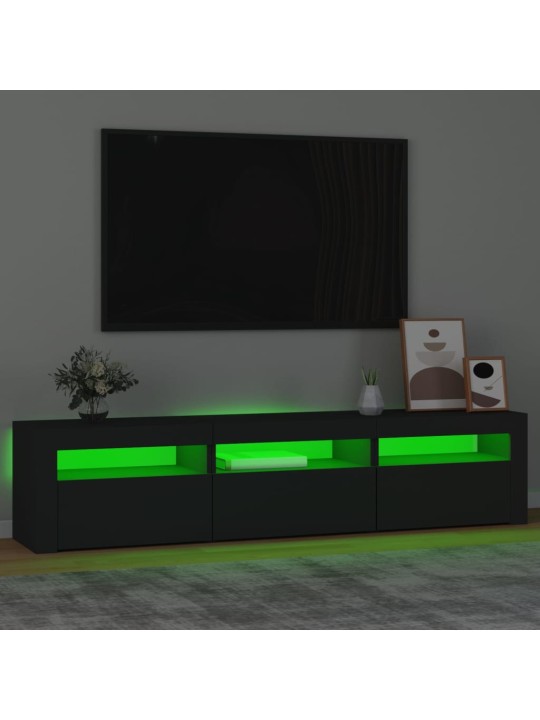 Tv skapītis ar led apgaismojumu, melns, 180x35x40 cm