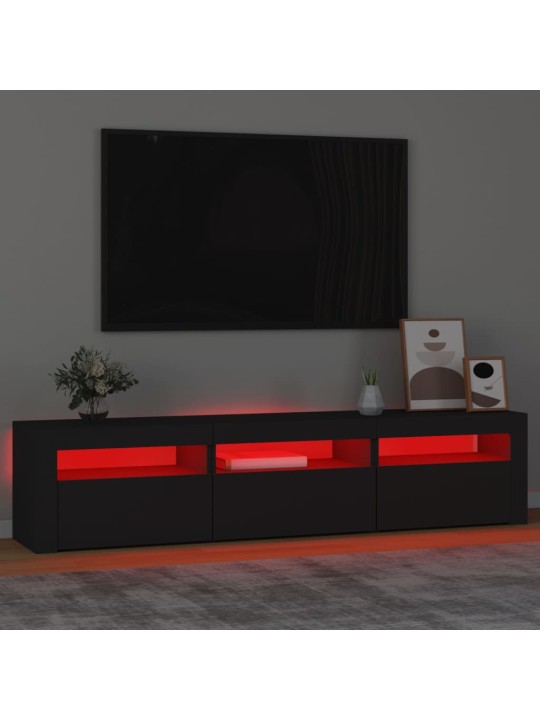 Tv skapītis ar led apgaismojumu, melns, 180x35x40 cm