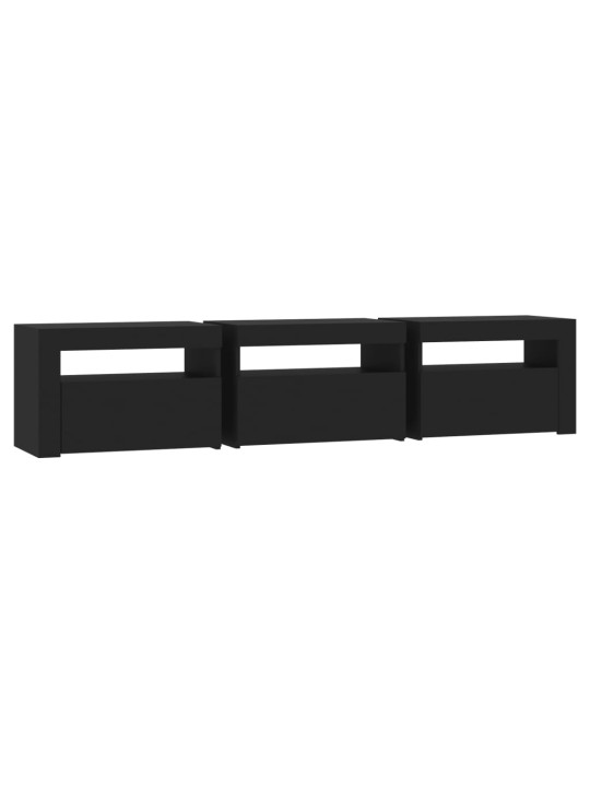 Tv skapītis ar led apgaismojumu, melns, 180x35x40 cm