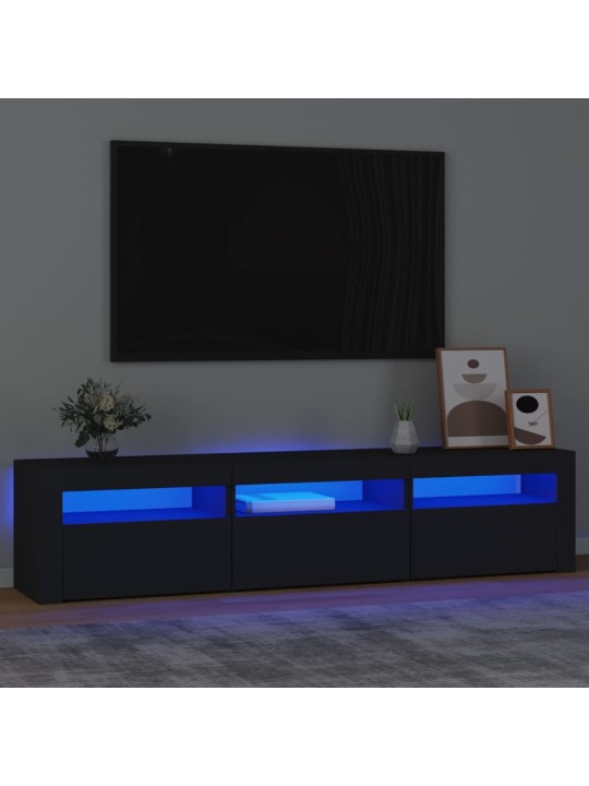 Tv skapītis ar led apgaismojumu, melns, 180x35x40 cm
