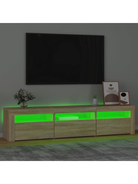 Tv skapītis ar led apgaismojumu, ozolkoka krāsa, 180x35x40 cm