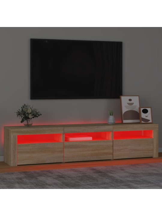 Tv skapītis ar led apgaismojumu, ozolkoka krāsa, 180x35x40 cm