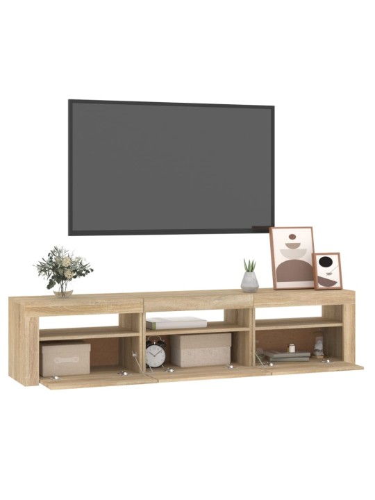 Tv skapītis ar led apgaismojumu, ozolkoka krāsa, 180x35x40 cm