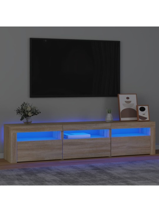 Tv skapītis ar led apgaismojumu, ozolkoka krāsa, 180x35x40 cm
