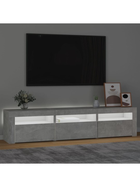 Tv skapītis ar led apgaismojumu, betona pelēks, 180x35x40 cm