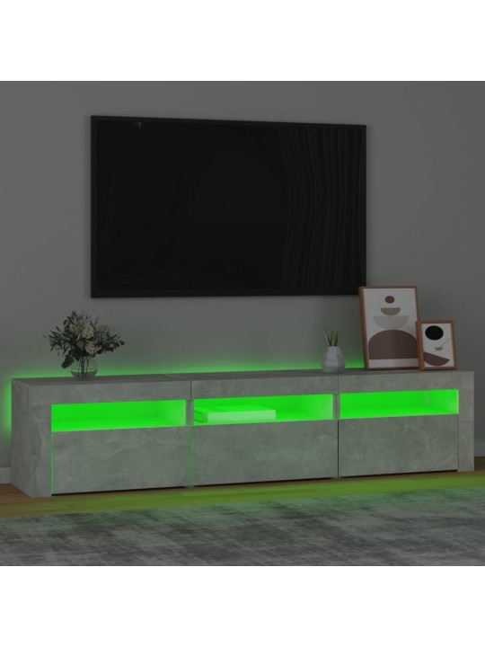 Tv skapītis ar led apgaismojumu, betona pelēks, 180x35x40 cm