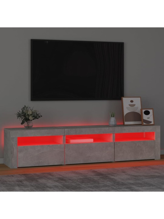 Tv skapītis ar led apgaismojumu, betona pelēks, 180x35x40 cm