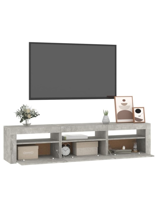 Tv skapītis ar led apgaismojumu, betona pelēks, 180x35x40 cm