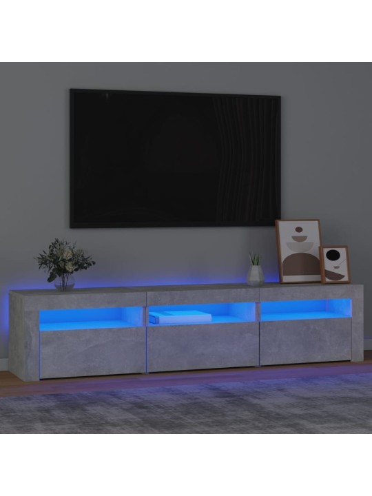 Tv skapītis ar led apgaismojumu, betona pelēks, 180x35x40 cm