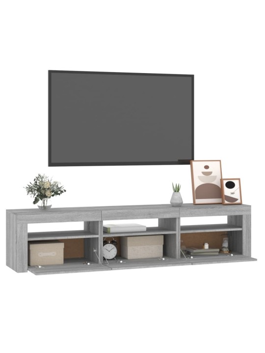 Tv skapītis ar led, pelēka ozolkoka krāsa, 180x35x40 cm