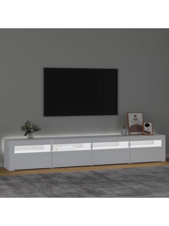 Tv galdiņš ar led apgaismojumu, balts, 240x35x40 cm