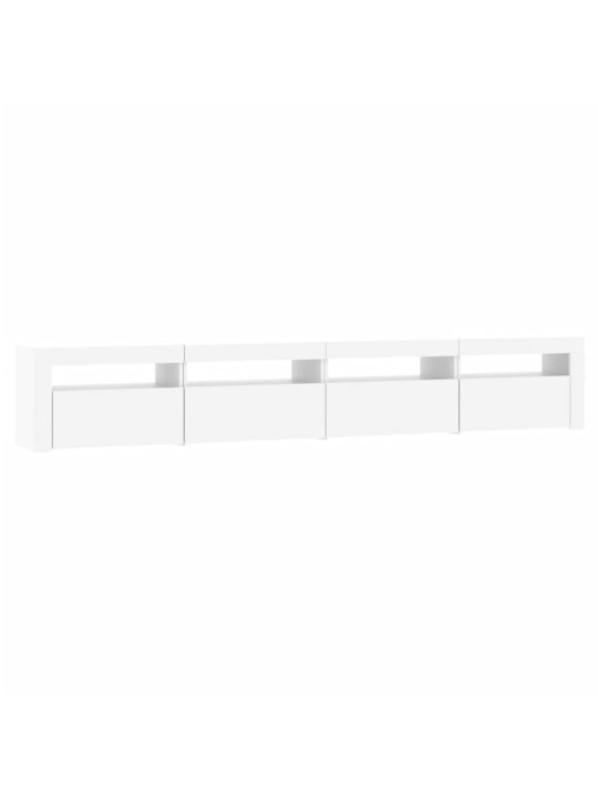 Tv galdiņš ar led apgaismojumu, balts, 240x35x40 cm