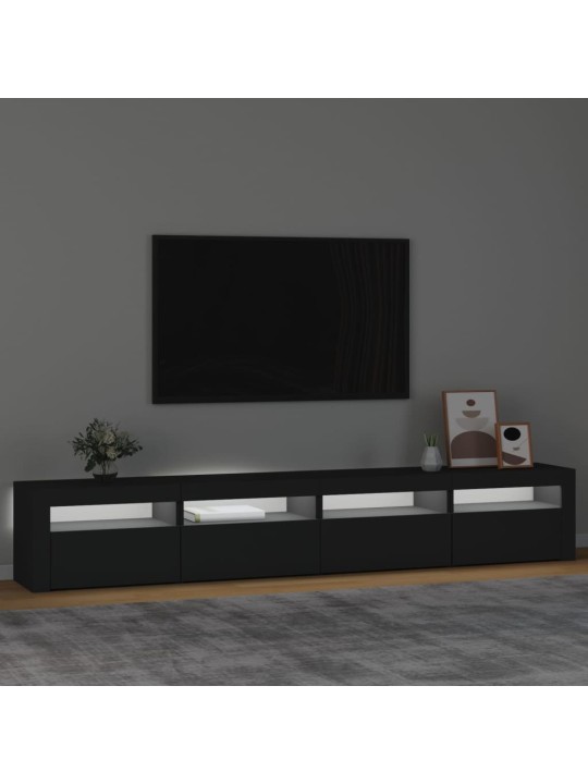 Tv skapītis ar led apgaismojumu, melns, 240x35x40 cm