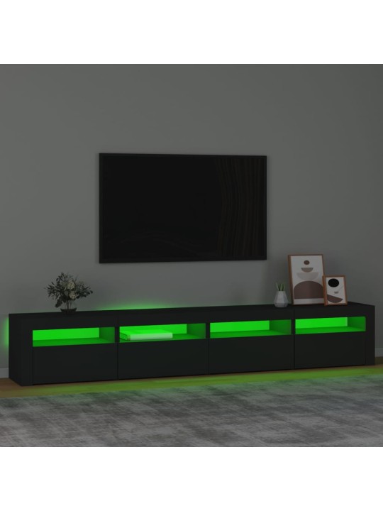 Tv skapītis ar led apgaismojumu, melns, 240x35x40 cm