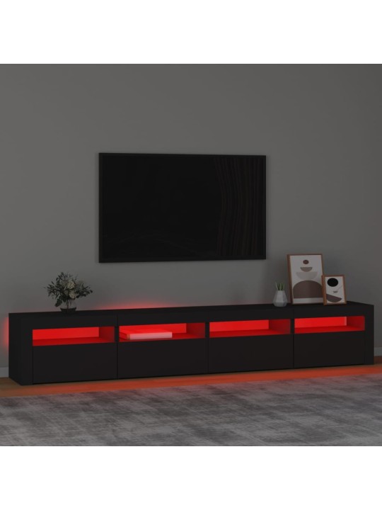 Tv skapītis ar led apgaismojumu, melns, 240x35x40 cm