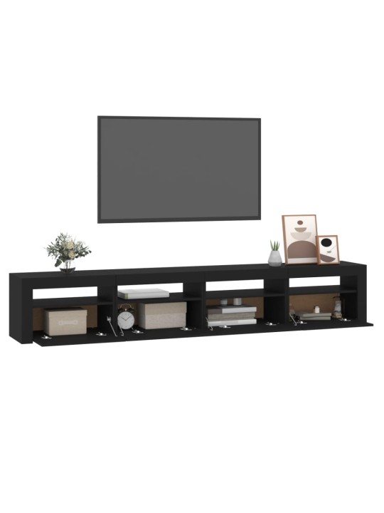 Tv skapītis ar led apgaismojumu, melns, 240x35x40 cm