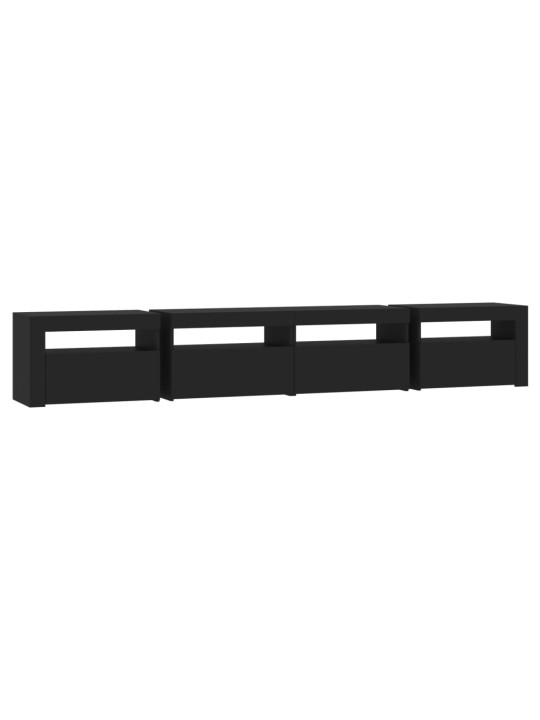 Tv skapītis ar led apgaismojumu, melns, 240x35x40 cm