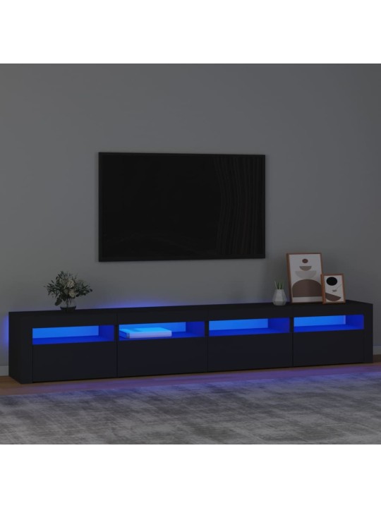 Tv skapītis ar led apgaismojumu, melns, 240x35x40 cm