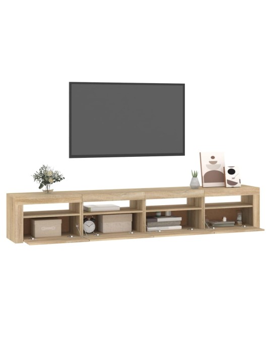 Tv skapītis ar led apgaismojumu, ozolkoka krāsa, 240x35x40 cm