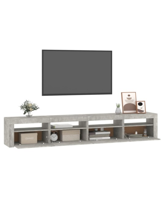 Tv skapītis ar led apgaismojumu, betona pelēks, 240x35x40 cm