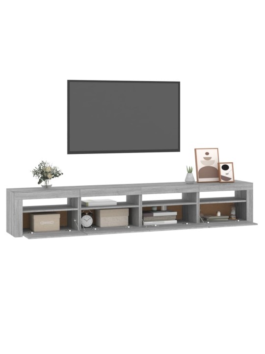 Tv skapītis ar led, pelēka ozolkoka krāsa, 240x35x40 cm