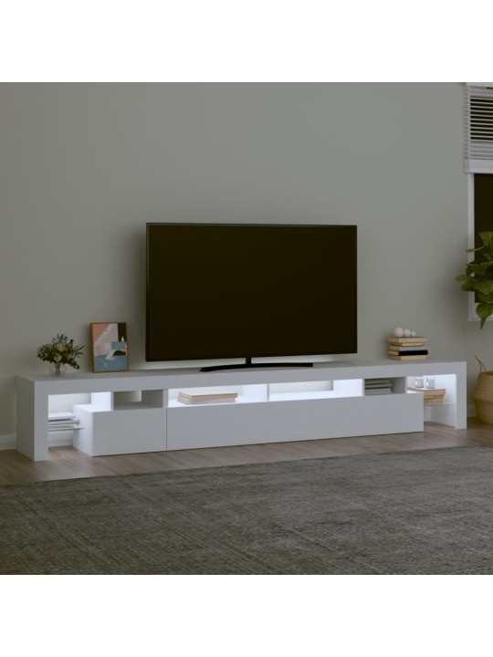 Tv skapītis ar led apgaismojumu, balts, 260x36,5x40 cm