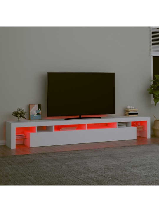 Tv skapītis ar led apgaismojumu, balts, 260x36,5x40 cm