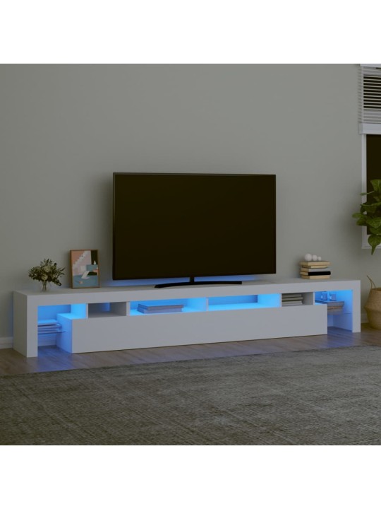 Tv skapītis ar led apgaismojumu, balts, 260x36,5x40 cm