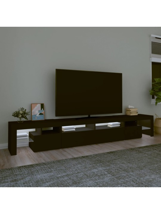 Tv skapītis ar led apgaismojumu, melns, 260x36,5x40 cm