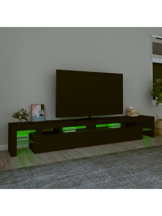 Tv skapītis ar led apgaismojumu, melns, 260x36,5x40 cm