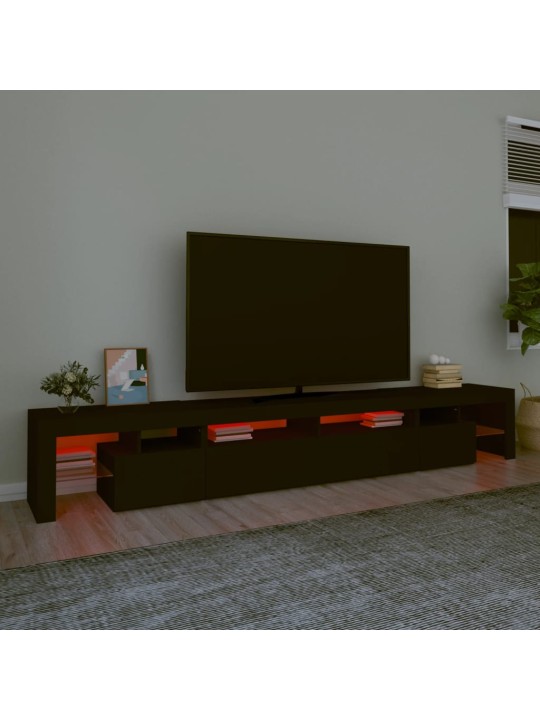 Tv skapītis ar led apgaismojumu, melns, 260x36,5x40 cm