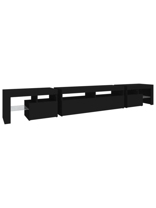 Tv skapītis ar led apgaismojumu, melns, 260x36,5x40 cm