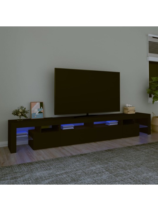Tv skapītis ar led apgaismojumu, melns, 260x36,5x40 cm