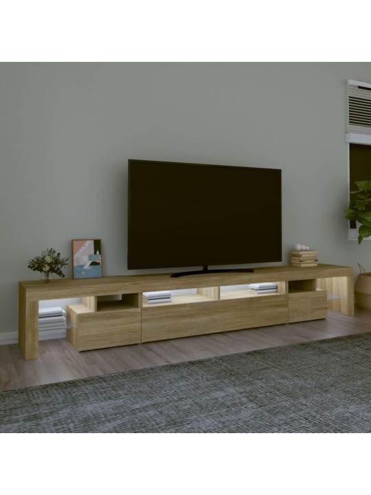 Tv skapītis ar led apgaismojumu, ozolkoka krāsa, 260x36,5x40 cm