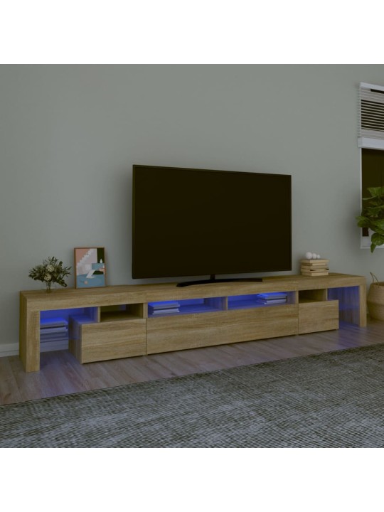 Tv skapītis ar led apgaismojumu, ozolkoka krāsa, 260x36,5x40 cm