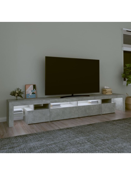 Tv skapītis ar led apgaismojumu, betona pelēks, 260x36,5x40 cm