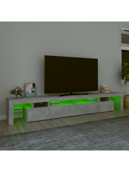 Tv skapītis ar led apgaismojumu, betona pelēks, 260x36,5x40 cm