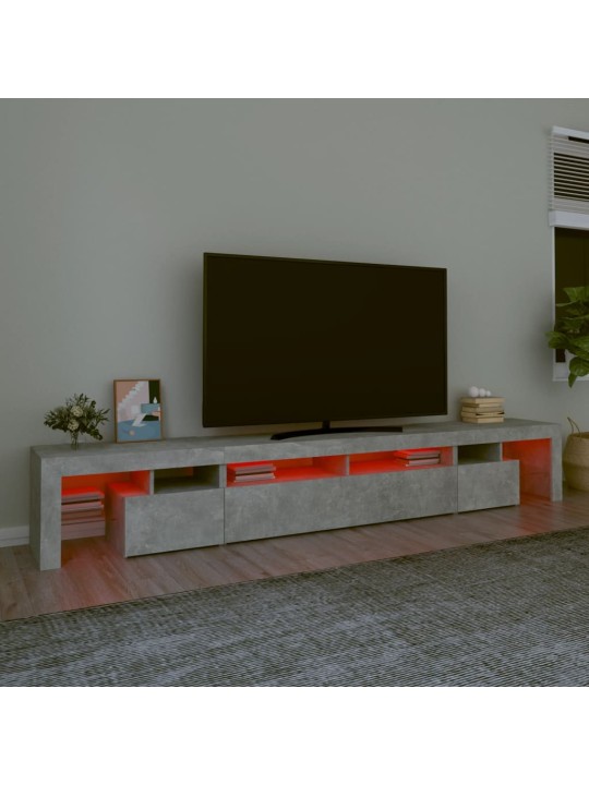 Tv skapītis ar led apgaismojumu, betona pelēks, 260x36,5x40 cm