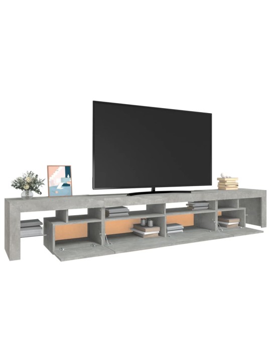 Tv skapītis ar led apgaismojumu, betona pelēks, 260x36,5x40 cm