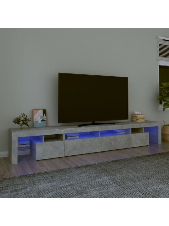 Tv skapītis ar led apgaismojumu, betona pelēks, 260x36,5x40 cm