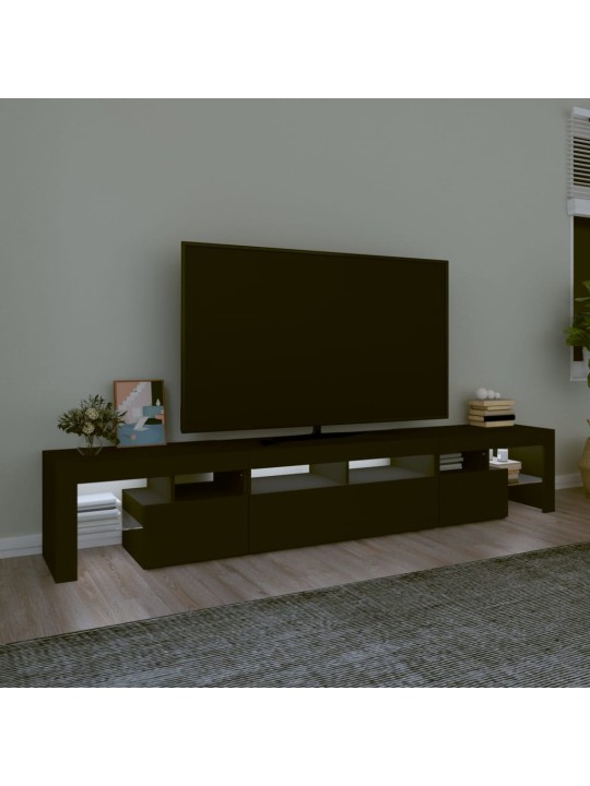 Tv skapītis ar led apgaismojumu, melns, 230x36,5x40cm