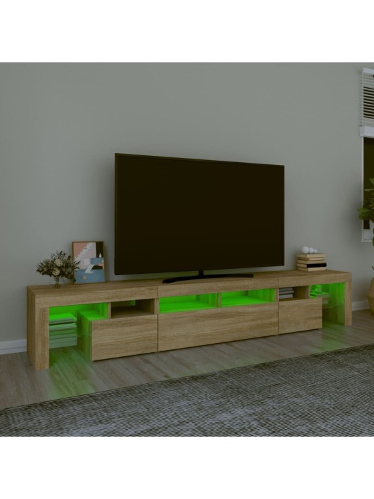 Tv skapītis ar led apgaismojumu, ozolkoka krāsa, 230x36,5x40 cm