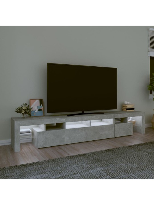 Tv skapītis ar led apgaismojumu, betona pelēks, 230x36,5x40 cm