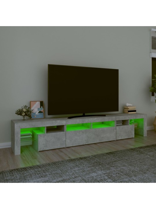 Tv skapītis ar led apgaismojumu, betona pelēks, 230x36,5x40 cm