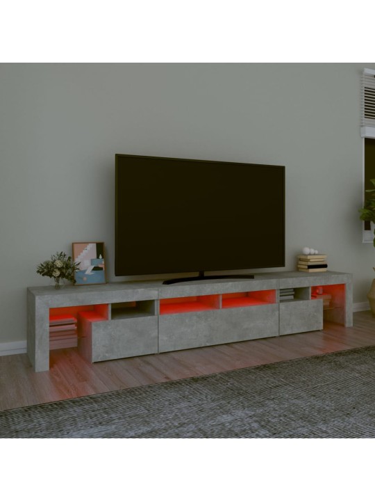 Tv skapītis ar led apgaismojumu, betona pelēks, 230x36,5x40 cm