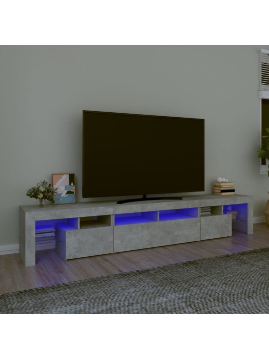 Tv skapītis ar led apgaismojumu, betona pelēks, 230x36,5x40 cm