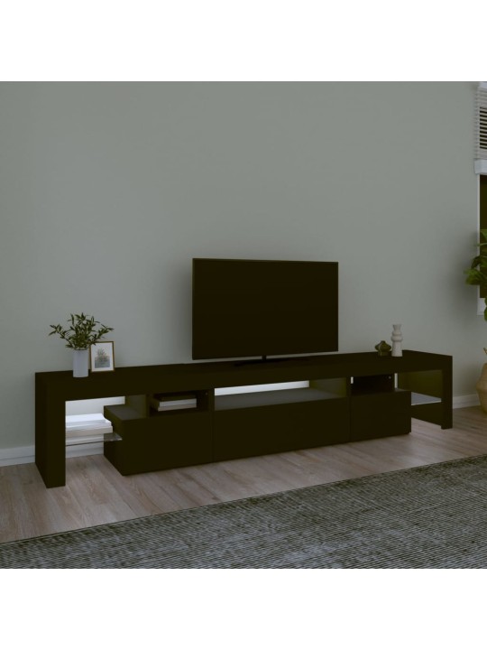 Tv skapītis ar led apgaismojumu, melns, 215x36,5x40 cm