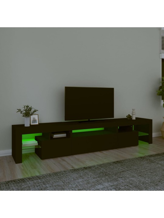 Tv skapītis ar led apgaismojumu, melns, 215x36,5x40 cm