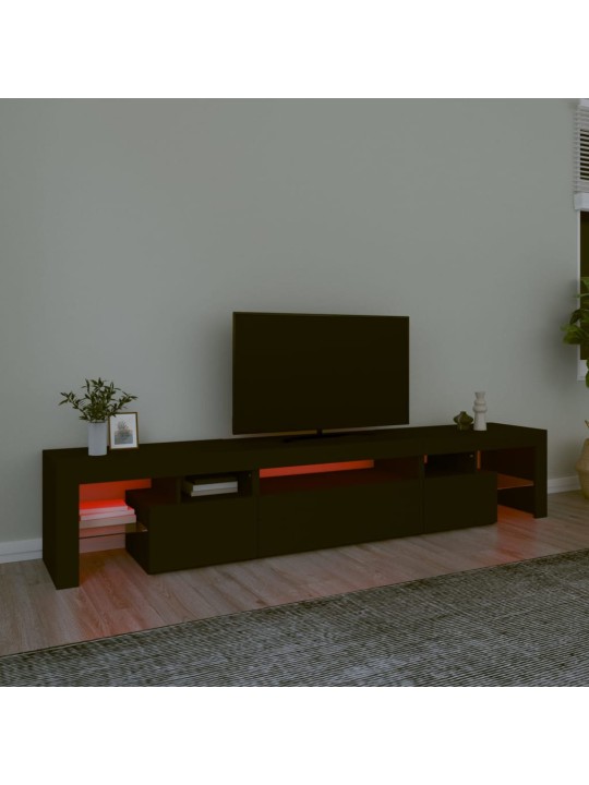 Tv skapītis ar led apgaismojumu, melns, 215x36,5x40 cm