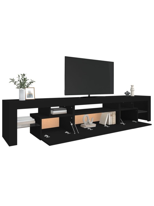 Tv skapītis ar led apgaismojumu, melns, 215x36,5x40 cm